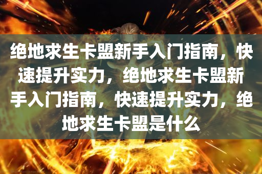 绝地求生卡盟新手入门指南，快速提升实力，绝地求生卡盟新手入门指南，快速提升实力，绝地求生卡盟是什么