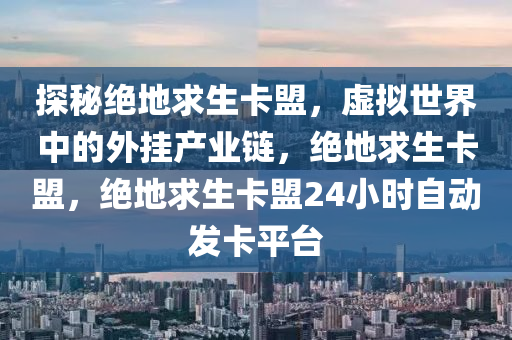 探秘绝地求生卡盟，虚拟世界中的外挂产业链，绝地求生卡盟，绝地求生卡盟24小时自动发卡平台