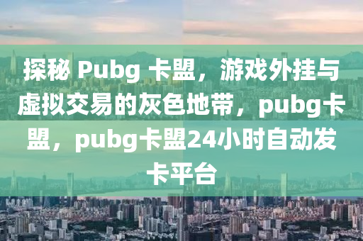 探秘 Pubg 卡盟，游戏外挂与虚拟交易的灰色地带，pubg卡盟，pubg卡盟24小时自动发卡平台