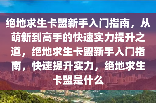 绝地求生卡盟新手入门指南，从萌新到高手的快速实力提升之道，绝地求生卡盟新手入门指南，快速提升实力，绝地求生卡盟是什么