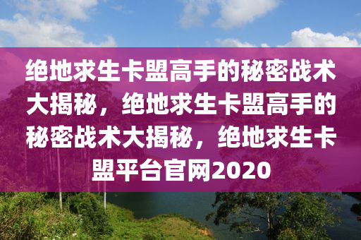 绝地求生卡盟高手的秘密战术大揭秘，绝地求生卡盟高手的秘密战术大揭秘，绝地求生卡盟平台官网2020