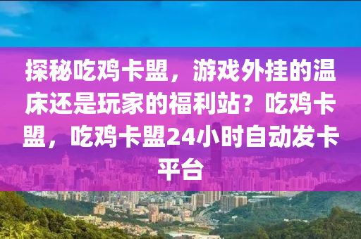 探秘吃鸡卡盟，游戏外挂的温床还是玩家的福利站？吃鸡卡盟，吃鸡卡盟24小时自动发卡平台