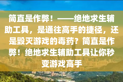 简直是作弊！——绝地求生辅助工具，是通往高手的捷径，还是毁灭游戏的毒药？简直是作弊！绝地求生辅助工具让你秒变游戏高手