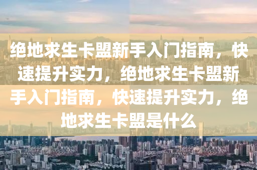 绝地求生卡盟新手入门指南，快速提升实力，绝地求生卡盟新手入门指南，快速提升实力，绝地求生卡盟是什么
