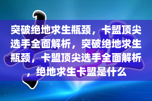 突破绝地求生瓶颈，卡盟顶尖选手全面解析，突破绝地求生瓶颈，卡盟顶尖选手全面解析，绝地求生卡盟是什么