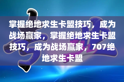 掌握绝地求生卡盟技巧，成为战场赢家，掌握绝地求生卡盟技巧，成为战场赢家，707绝地求生卡盟