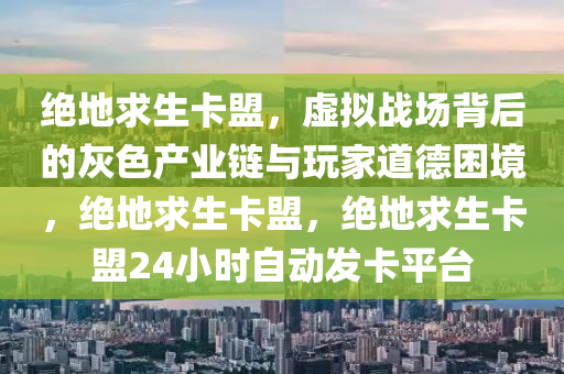 绝地求生卡盟，虚拟战场背后的灰色产业链与玩家道德困境，绝地求生卡盟，绝地求生卡盟24小时自动发卡平台
