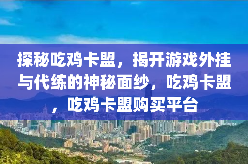 探秘吃鸡卡盟，揭开游戏外挂与代练的神秘面纱，吃鸡卡盟，吃鸡卡盟购买平台