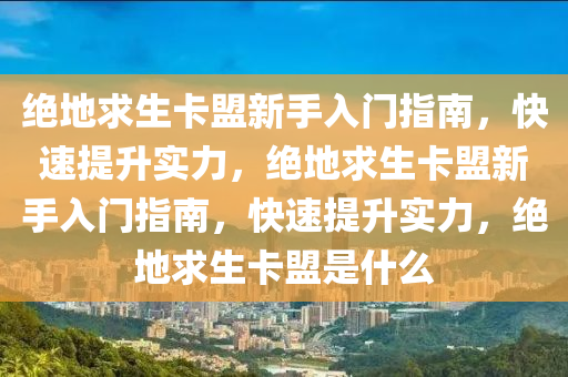 绝地求生卡盟新手入门指南，快速提升实力，绝地求生卡盟新手入门指南，快速提升实力，绝地求生卡盟是什么