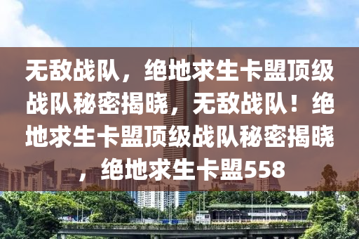 无敌战队，绝地求生卡盟顶级战队秘密揭晓，无敌战队！绝地求生卡盟顶级战队秘密揭晓，绝地求生卡盟558