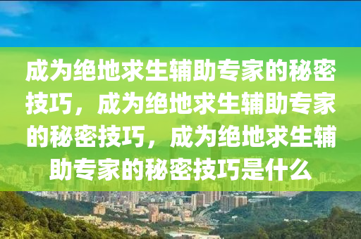 成为绝地求生辅助专家的秘密技巧，成为绝地求生辅助专家的秘密技巧，成为绝地求生辅助专家的秘密技巧是什么