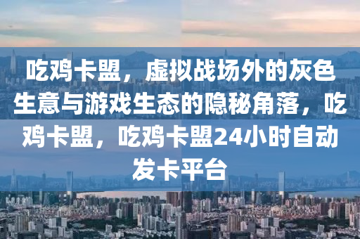 吃鸡卡盟，虚拟战场外的灰色生意与游戏生态的隐秘角落，吃鸡卡盟，吃鸡卡盟24小时自动发卡平台