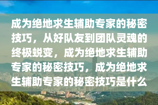 成为绝地求生辅助专家的秘密技巧，从好队友到团队灵魂的终极蜕变，成为绝地求生辅助专家的秘密技巧，成为绝地求生辅助专家的秘密技巧是什么