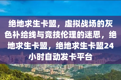 绝地求生卡盟，虚拟战场的灰色补给线与竞技伦理的迷思，绝地求生卡盟，绝地求生卡盟24小时自动发卡平台