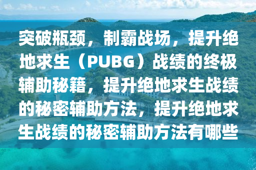 突破瓶颈，制霸战场，提升绝地求生（PUBG）战绩的终极辅助秘籍，提升绝地求生战绩的秘密辅助方法，提升绝地求生战绩的秘密辅助方法有哪些
