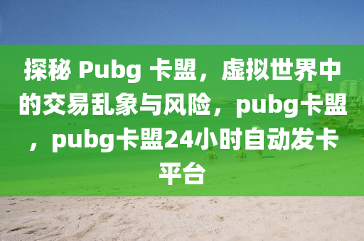 探秘 Pubg 卡盟，虚拟世界中的交易乱象与风险，pubg卡盟，pubg卡盟24小时自动发卡平台