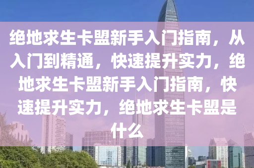 绝地求生卡盟新手入门指南，从入门到精通，快速提升实力，绝地求生卡盟新手入门指南，快速提升实力，绝地求生卡盟是什么