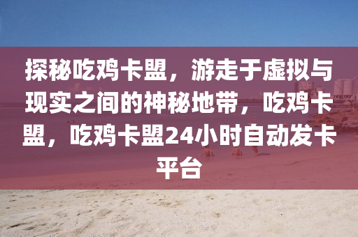 探秘吃鸡卡盟，游走于虚拟与现实之间的神秘地带，吃鸡卡盟，吃鸡卡盟24小时自动发卡平台