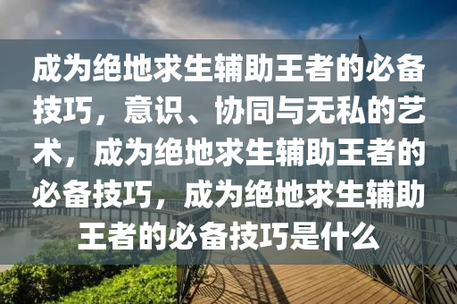 成为绝地求生辅助王者的必备技巧，意识、协同与无私的艺术，成为绝地求生辅助王者的必备技巧，成为绝地求生辅助王者的必备技巧是什么
