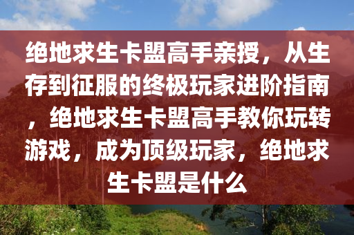 绝地求生卡盟高手亲授，从生存到征服的终极玩家进阶指南，绝地求生卡盟高手教你玩转游戏，成为顶级玩家，绝地求生卡盟是什么