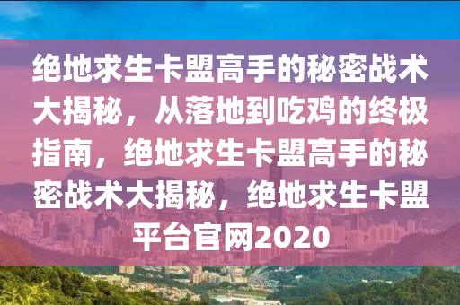 绝地求生卡盟高手的秘密战术大揭秘，从落地到吃鸡的终极指南，绝地求生卡盟高手的秘密战术大揭秘，绝地求生卡盟平台官网2020