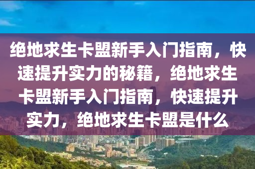 绝地求生卡盟新手入门指南，快速提升实力的秘籍，绝地求生卡盟新手入门指南，快速提升实力，绝地求生卡盟是什么