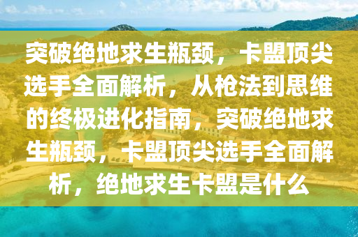 突破绝地求生瓶颈，卡盟顶尖选手全面解析，从枪法到思维的终极进化指南，突破绝地求生瓶颈，卡盟顶尖选手全面解析，绝地求生卡盟是什么