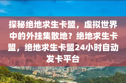 探秘绝地求生卡盟，虚拟世界中的外挂集散地？绝地求生卡盟，绝地求生卡盟24小时自动发卡平台