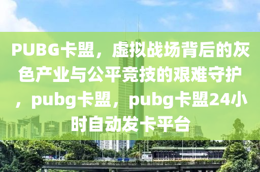 PUBG卡盟，虚拟战场背后的灰色产业与公平竞技的艰难守护，pubg卡盟，pubg卡盟24小时自动发卡平台