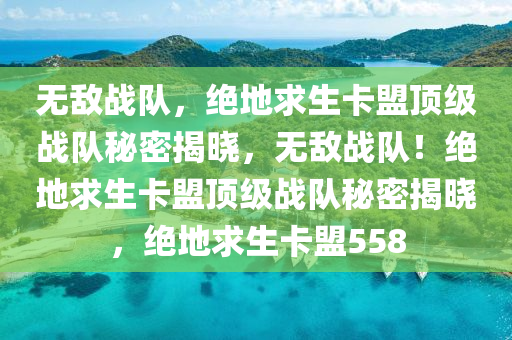 无敌战队，绝地求生卡盟顶级战队秘密揭晓，无敌战队！绝地求生卡盟顶级战队秘密揭晓，绝地求生卡盟558