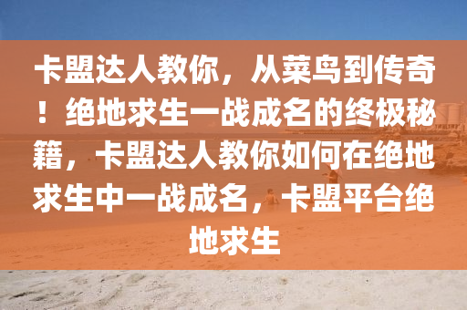 卡盟达人教你，从菜鸟到传奇！绝地求生一战成名的终极秘籍，卡盟达人教你如何在绝地求生中一战成名，卡盟平台绝地求生