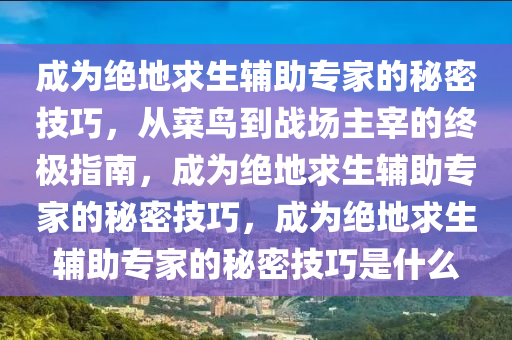 成为绝地求生辅助专家的秘密技巧，从菜鸟到战场主宰的终极指南，成为绝地求生辅助专家的秘密技巧，成为绝地求生辅助专家的秘密技巧是什么