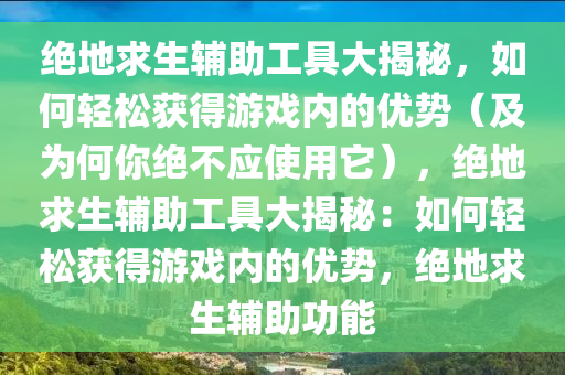 绝地求生辅助工具大揭秘，如何轻松获得游戏内的优势（及为何你绝不应使用它），绝地求生辅助工具大揭秘：如何轻松获得游戏内的优势，绝地求生辅助功能