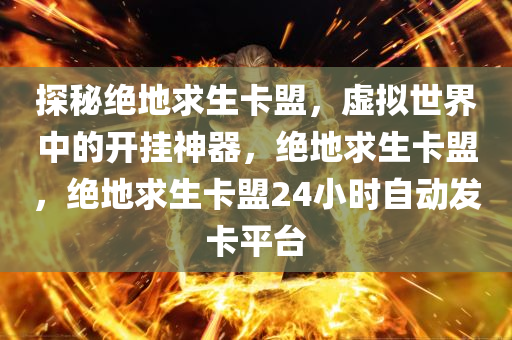 探秘绝地求生卡盟，虚拟世界中的开挂神器，绝地求生卡盟，绝地求生卡盟24小时自动发卡平台