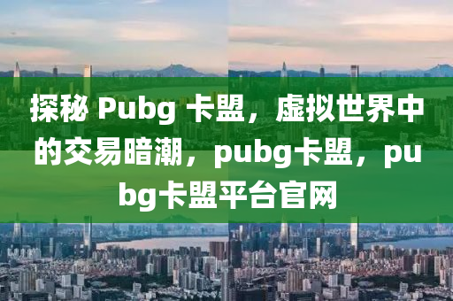 探秘 Pubg 卡盟，虚拟世界中的交易暗潮，pubg卡盟，pubg卡盟平台官网