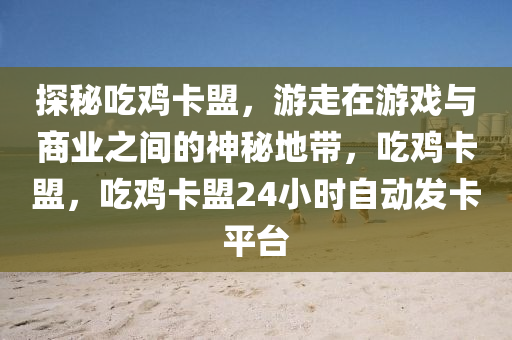 探秘吃鸡卡盟，游走在游戏与商业之间的神秘地带，吃鸡卡盟，吃鸡卡盟24小时自动发卡平台