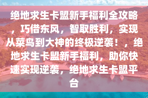 绝地求生卡盟新手福利全攻略，巧借东风，智取胜利，实现从菜鸟到大神的终极逆袭！，绝地求生卡盟新手福利，助你快速实现逆袭，绝地求生卡盟平台
