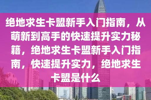 绝地求生卡盟新手入门指南，从萌新到高手的快速提升实力秘籍，绝地求生卡盟新手入门指南，快速提升实力，绝地求生卡盟是什么