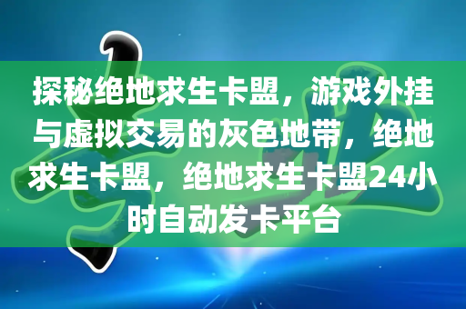 探秘绝地求生卡盟，游戏外挂与虚拟交易的灰色地带，绝地求生卡盟，绝地求生卡盟24小时自动发卡平台