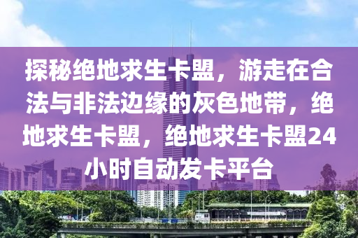 探秘绝地求生卡盟，游走在合法与非法边缘的灰色地带，绝地求生卡盟，绝地求生卡盟24小时自动发卡平台