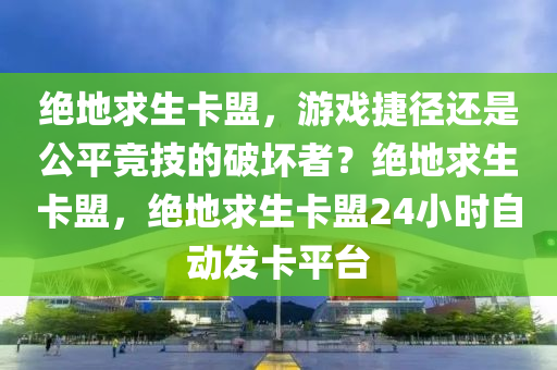 绝地求生卡盟，游戏捷径还是公平竞技的破坏者？绝地求生卡盟，绝地求生卡盟24小时自动发卡平台