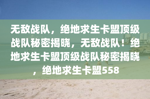 无敌战队，绝地求生卡盟顶级战队秘密揭晓，无敌战队！绝地求生卡盟顶级战队秘密揭晓，绝地求生卡盟558