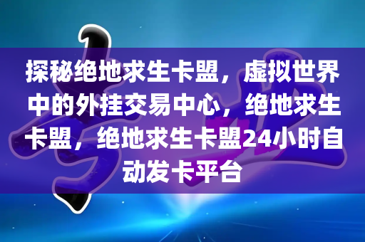 探秘绝地求生卡盟，虚拟世界中的外挂交易中心，绝地求生卡盟，绝地求生卡盟24小时自动发卡平台