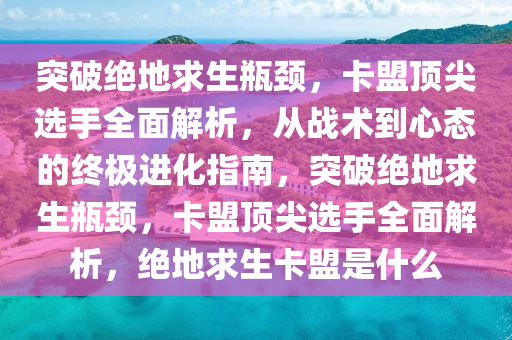 突破绝地求生瓶颈，卡盟顶尖选手全面解析，从战术到心态的终极进化指南，突破绝地求生瓶颈，卡盟顶尖选手全面解析，绝地求生卡盟是什么
