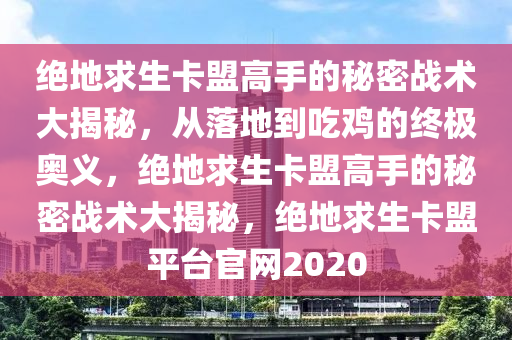 绝地求生卡盟高手的秘密战术大揭秘，从落地到吃鸡的终极奥义，绝地求生卡盟高手的秘密战术大揭秘，绝地求生卡盟平台官网2020