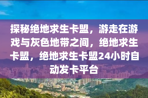 探秘绝地求生卡盟，游走在游戏与灰色地带之间，绝地求生卡盟，绝地求生卡盟24小时自动发卡平台