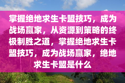 掌握绝地求生卡盟技巧，成为战场赢家，从资源到策略的终极制胜之道，掌握绝地求生卡盟技巧，成为战场赢家，绝地求生卡盟是什么