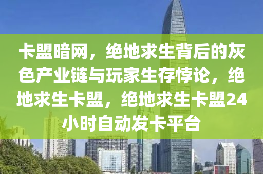 卡盟暗网，绝地求生背后的灰色产业链与玩家生存悖论，绝地求生卡盟，绝地求生卡盟24小时自动发卡平台