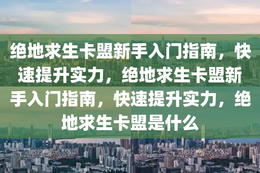 绝地求生卡盟新手入门指南，快速提升实力，绝地求生卡盟新手入门指南，快速提升实力，绝地求生卡盟是什么