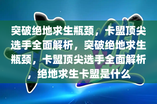 突破绝地求生瓶颈，卡盟顶尖选手全面解析，突破绝地求生瓶颈，卡盟顶尖选手全面解析，绝地求生卡盟是什么